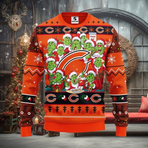 Chicago Bears 12 Grinch Xmas Day Christmas Ugly Sweater 3D Christmas Xmas Sweater