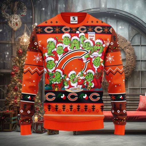 Chicago Bears 12 Grinch Xmas Day Christmas Ugly Sweater