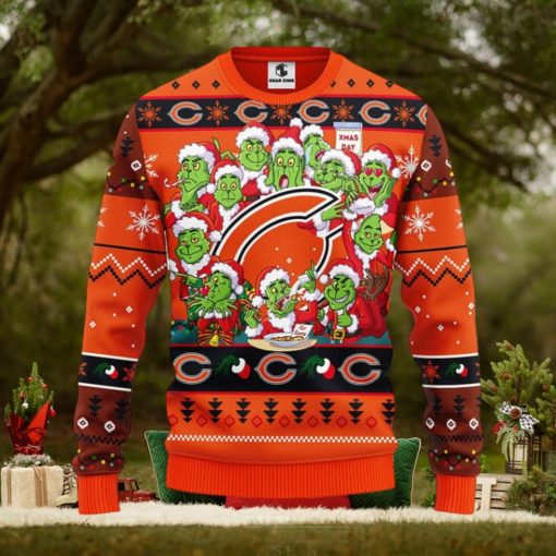 Chicago Bears 12 Grinch Xmas Day Christmas Ugly Sweater