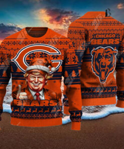 Chicago Bears Christmas Donald Trump Knitted Sweater