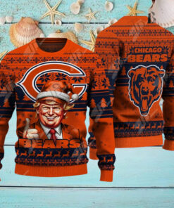 Chicago Bears Christmas Donald Trump Knitted Sweater