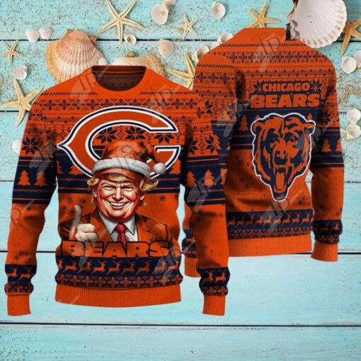 Chicago Bears Christmas Donald Trump Knitted Sweater