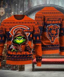 Chicago Bears Christmas Grinch Knitted Sweater