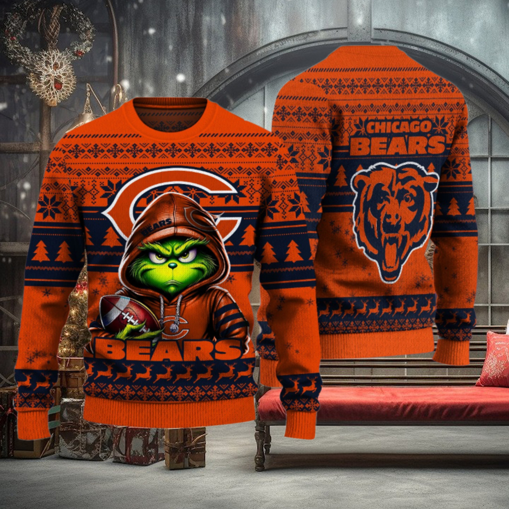 Chicago Bears Christmas Grinch Knitted Sweater Chicago Bears Christmas Grinch Knitted Sweater