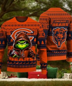 Chicago Bears Christmas Grinch Knitted Sweater