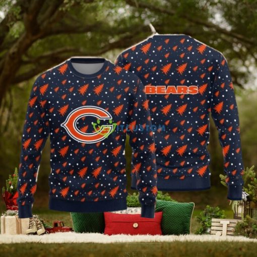 Chicago Bears Christmas Pine Tree All Over Printed Xmas Christmas Ugly Sweater