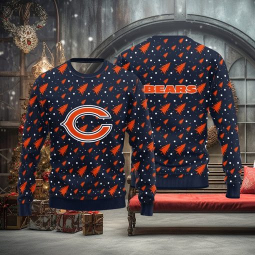 Chicago Bears Christmas Pine Tree Patterns Pattern Knitted Sweater