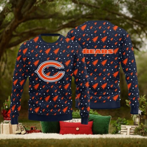 Chicago Bears Christmas Pine Tree Patterns Pattern Knitted Sweater