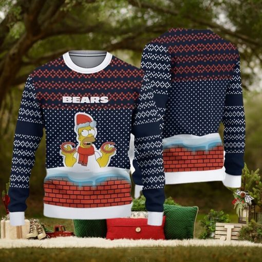 Chicago Bears Christmas Simpson Knitted Ugly Christmas Sweater AOP Gift For Men And Women