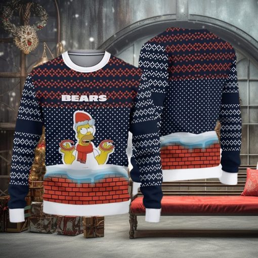 Chicago Bears Christmas Simpson Knitted Ugly Christmas Sweater AOP Gift For Men And Women