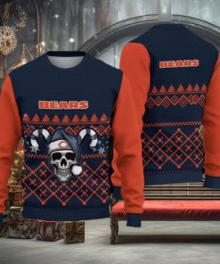 Chicago Bears Fans Skull Fabric Knitted Christmas Sweater
