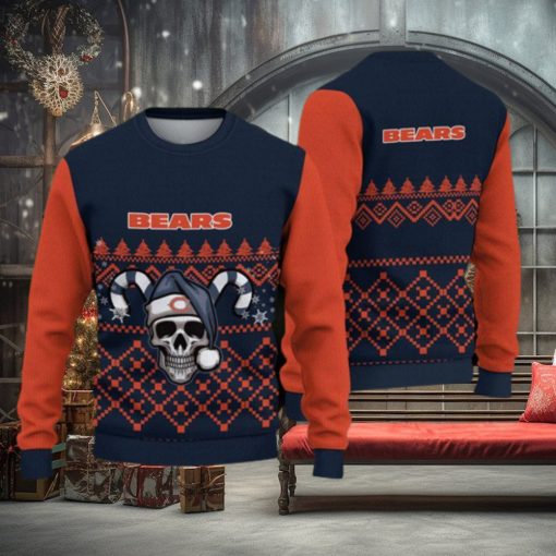 Chicago Bears Fans Skull Fabric Knitted Christmas Sweater