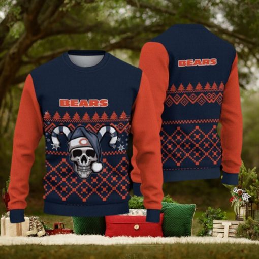 Chicago Bears Fans Skull Fabric Knitted Christmas Sweater