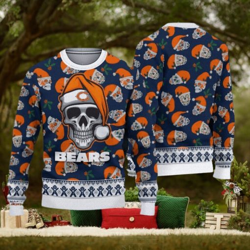 Chicago Bears Fans Skull Outwear Ugly Christmas Sweater
