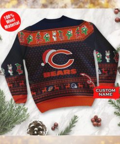 Chicago Bears Grateful Dead SKull And Bears Custom Name Ugly Sweater NFL Football Christmas Shirt