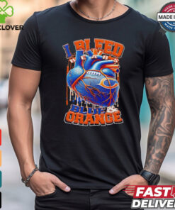 Chicago Bears I bleed bears blue and orange heart shirt