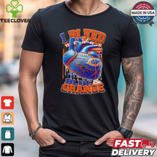 Chicago Bears I bleed bears blue and orange heart hoodie, sweater, longsleeve, shirt v-neck, t-shirt