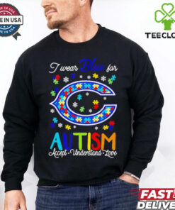 Chicago Bears I wear blue for Autism accept understand love shirt
