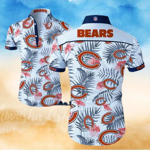 Chicago Bears Logo White Shirt Hawaiian Summer Beach Shirt Full Print