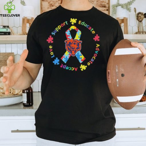 Chicago Bears Love Support Educate Advocate Accept Autism Awareness Shirt