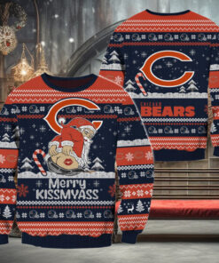 Chicago Bears NFL 2024 Merrykissmyass Funny Santa Claus Christmas Ugly Sweater