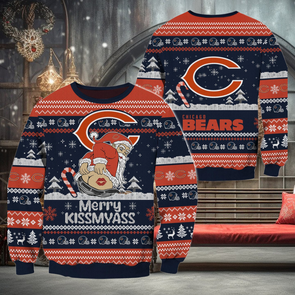 Chicago Bears NFL 2024 Merrykissmyass Funny Santa Claus Christmas Ugly Sweater Chicago Bears NFL 2024 Merrykissmyass Funny Santa Claus Christmas Ugly Sweater
