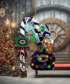 Chicago Bears NFL Custom Name Grinch Candy Cane Ornament 2 Side