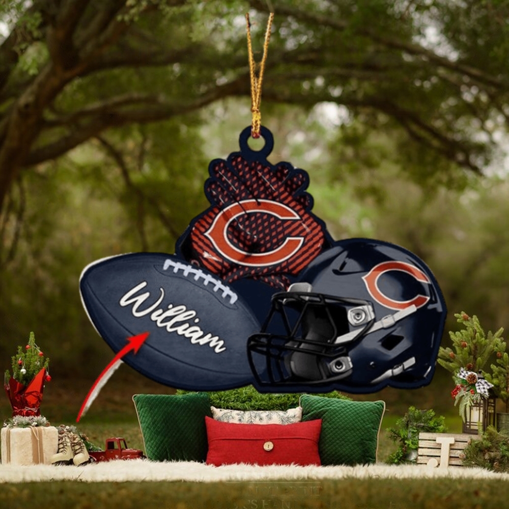 Chicago Bears NFL Custom Name Rugby Ball Helmet Custom Shape Christmas Ornament Chicago Bears NFL Custom Name Rugby Ball Helmet Custom Shape Christmas Ornament