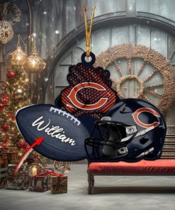 Chicago Bears NFL Custom Name Rugby Ball Helmet Custom Shape Christmas Ornament