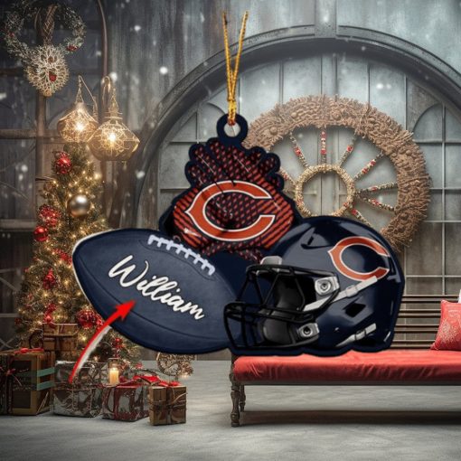 Chicago Bears NFL Custom Name Rugby Ball Helmet Custom Shape Christmas Ornament