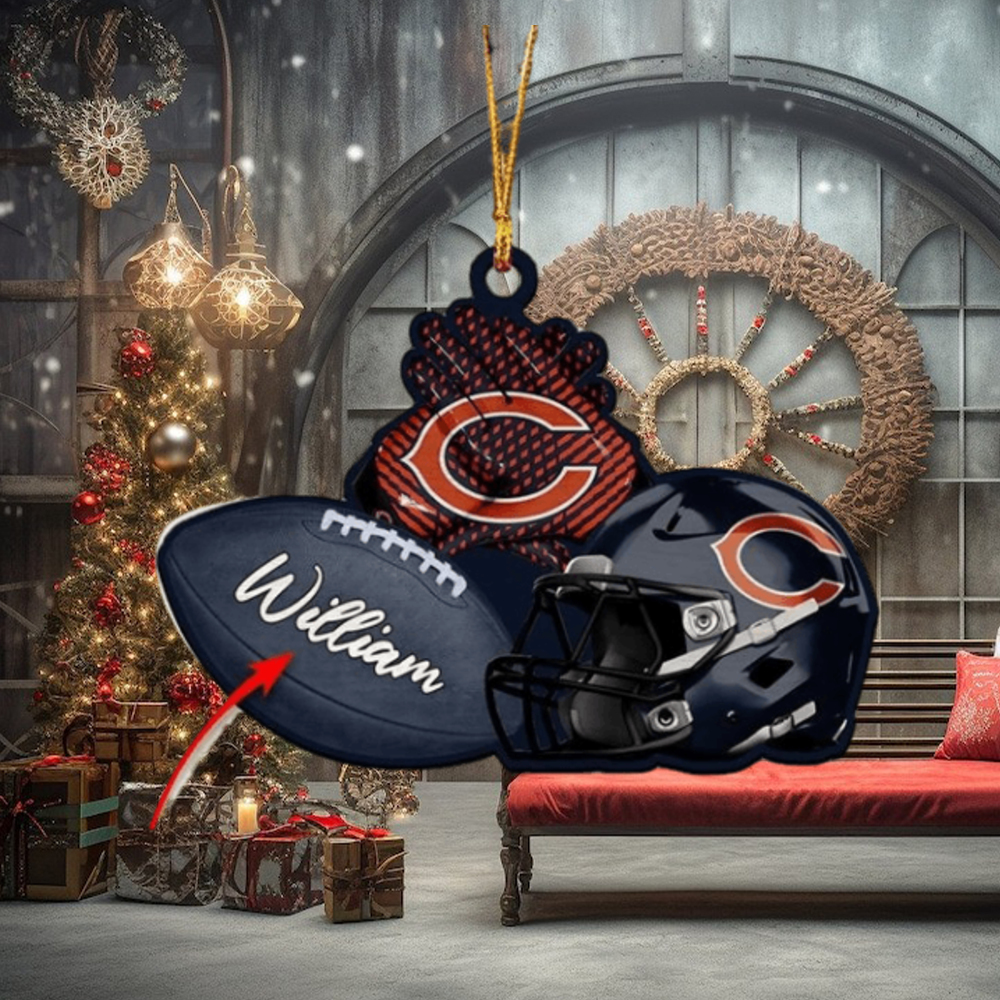 Chicago Bears NFL Custom Name Rugby Ball Helmet Custom Shape Christmas Ornament Chicago Bears NFL Custom Name Rugby Ball Helmet Custom Shape Christmas Ornament