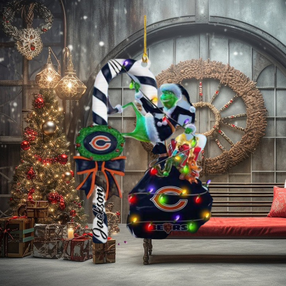 Chicago Bears NFL Grinch Candy Cane Personalized Xmas Gifts Christmas Tree Decorations Ornament Chicago Bears NFL Grinch Candy Cane Personalized Xmas Gifts Christmas Tree Decorations Ornament
