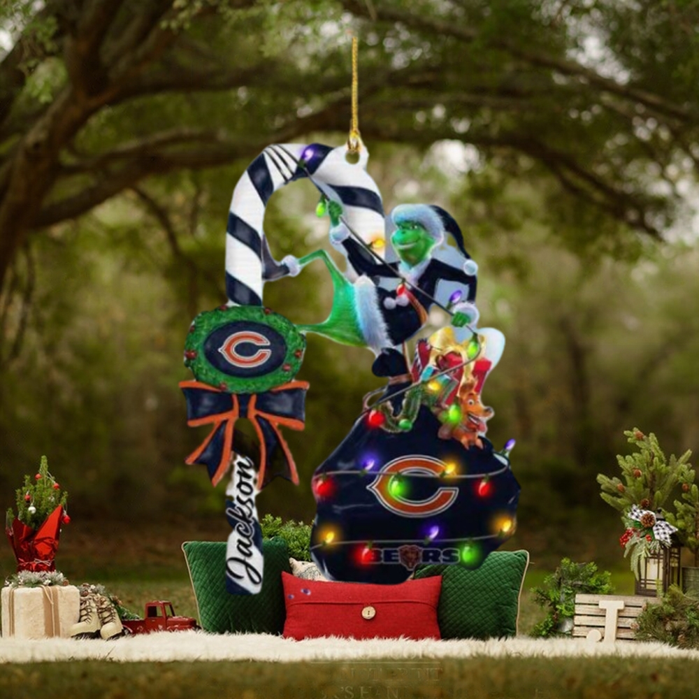 Chicago Bears NFL Grinch Candy Cane Personalized Xmas Gifts Christmas Tree Decorations Ornament Chicago Bears NFL Grinch Candy Cane Personalized Xmas Gifts Christmas Tree Decorations Ornament
