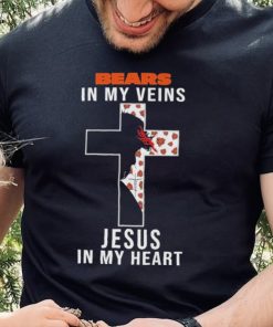 Chicago Bears NFL In My Veins Jesus In My Heart Cross 2024 T Shirt