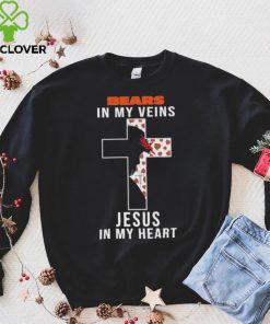 Chicago Bears NFL In My Veins Jesus In My Heart Cross 2024 T Shirt