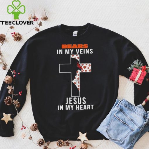 Chicago Bears NFL In My Veins Jesus In My Heart Cross 2024 T Shirt