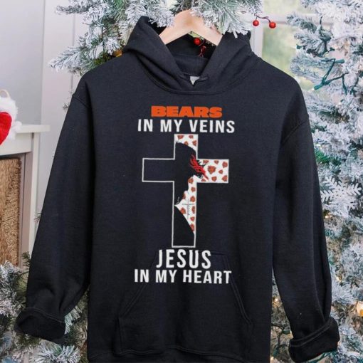 Chicago Bears NFL In My Veins Jesus In My Heart Cross 2024 T Shirt