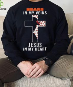 Chicago Bears NFL In My Veins Jesus In My Heart Cross 2024 T Shirt