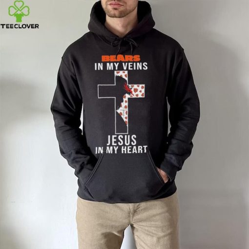 Chicago Bears NFL In My Veins Jesus In My Heart Cross 2024 T Shirt