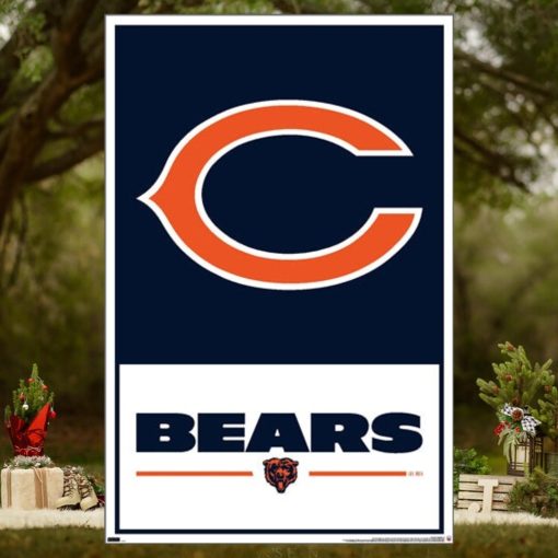 Chicago Bears Official Nfl Football Team Logo And Script Poster