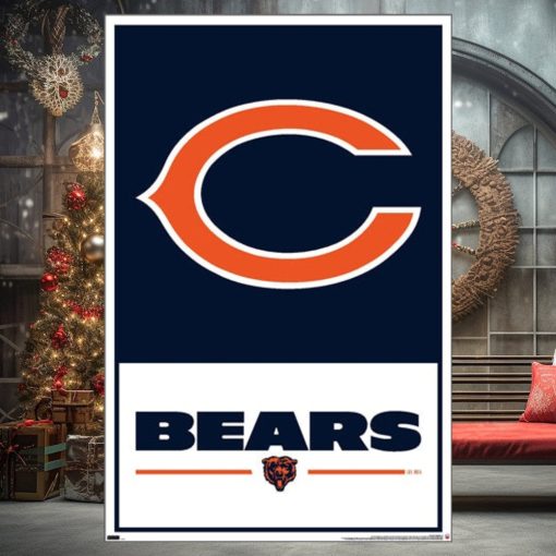 Chicago Bears Official Nfl Football Team Logo And Script Poster