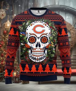 Chicago Bears Skull Flower Ugly Christmas Ugly Sweater