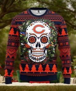 Chicago Bears Skull Flower Ugly Christmas Ugly Sweater