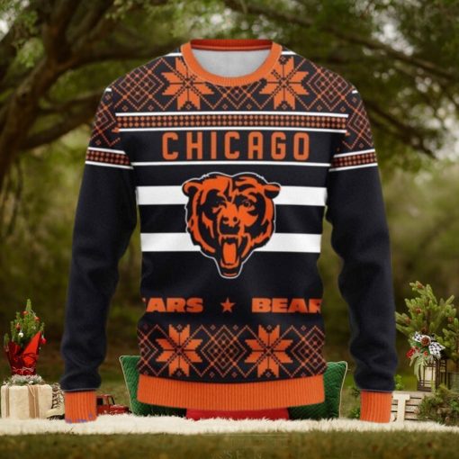 Chicago Bears Snowflake Christmas Pullover Ugly Christmas Sweater 3D Gift For Fans
