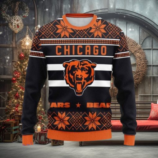 Chicago Bears Snowflake Christmas Pullover Ugly Christmas Sweater 3D Gift For Fans