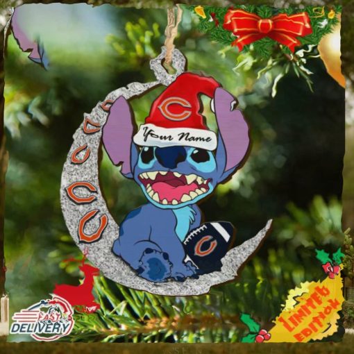 Chicago Bears Stitch Ornament NFL Christmas And Stitch With Moon Ornament