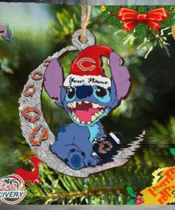 Chicago Bears Stitch Ornament NFL Christmas And Stitch With Moon Ornament