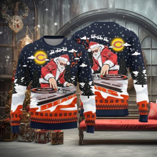 Chicago Bears Teams Funny DJ Santa Knitted Sweater For Christmas
