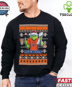 Chicago Bears X Grinch Christmas with Super Bowl Trophy ugly Christmas shirt