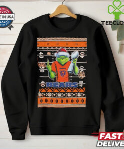 Chicago Bears X Grinch Christmas with Super Bowl Trophy ugly Christmas shirt